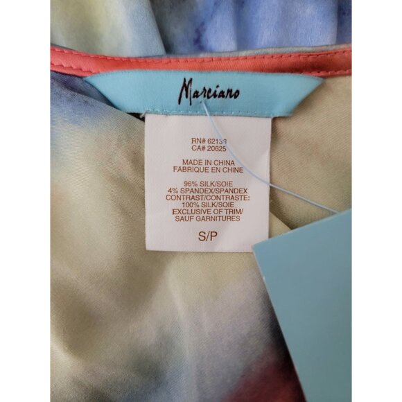 NWT MARCIANO One-Shoulder Watercolor Print Silk Dress Women's Sz S - Picture 7 of 9